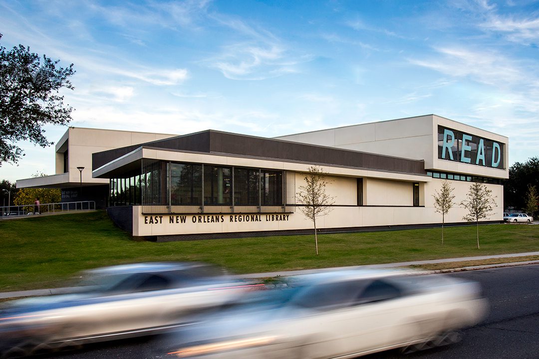 Exterior photo of the East New Orleans Regional Library.